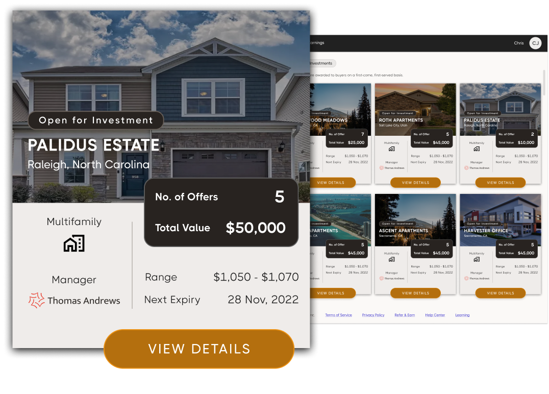 HoneyBricks investor dashboard
